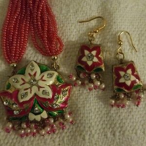 Handmade necklace and earrings set